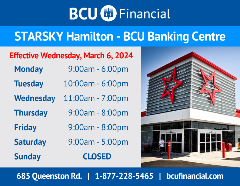 Starsky Hamilton BCU Banking Centre Hours